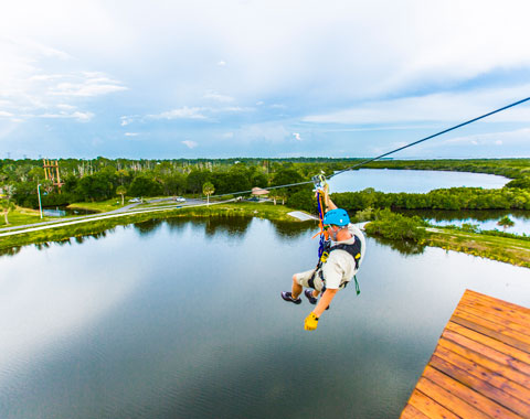A guy on a zipline