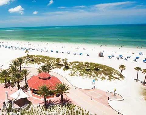 An aerial shot of the beach