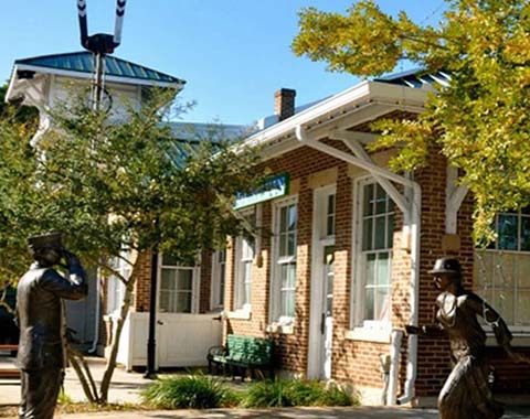 Outside of some shops