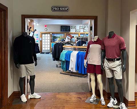 A golf apparel shop