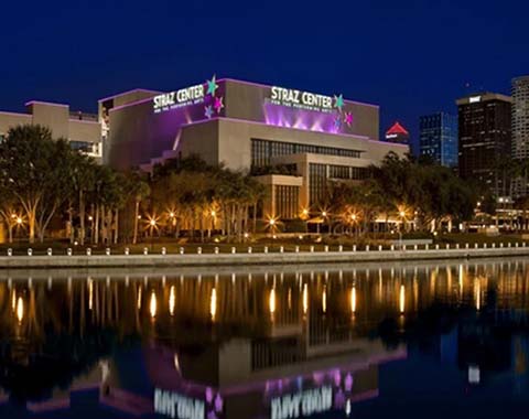 An outside shot of the Straz Center
