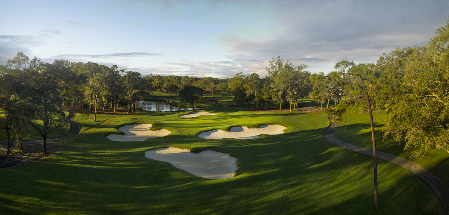 an aerial shot of the golf course