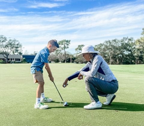 People on a golf course